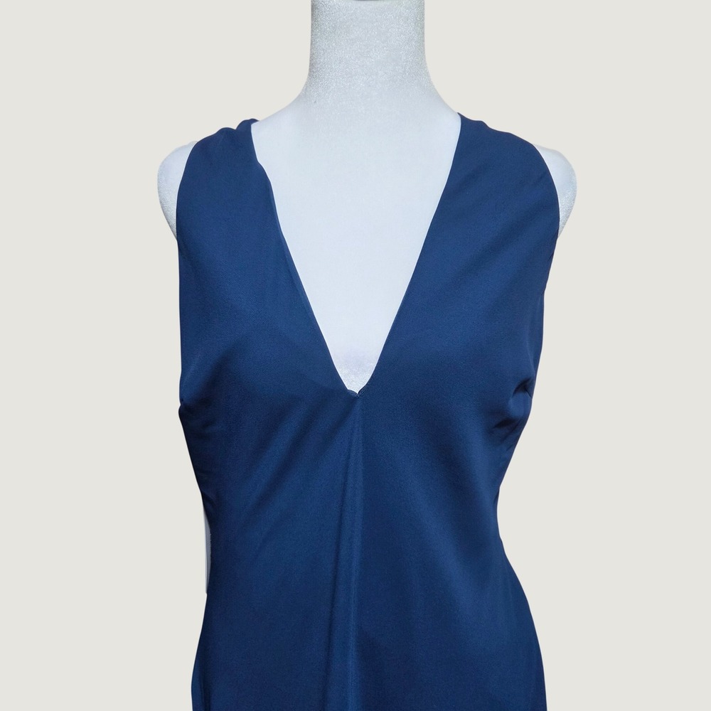 Princess Polly Navy Blue Halter Maxi Dress V-Neck Open Back Formal Evening Gown - Picture 5 of 16